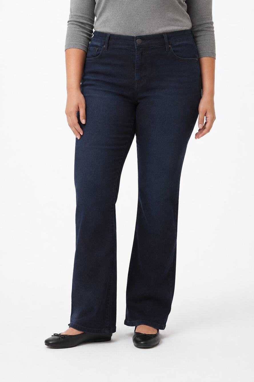 LR3705 Simply Vera Vera Wang Bootcut Jeans Size 16 Dark Wash Stretch Denim